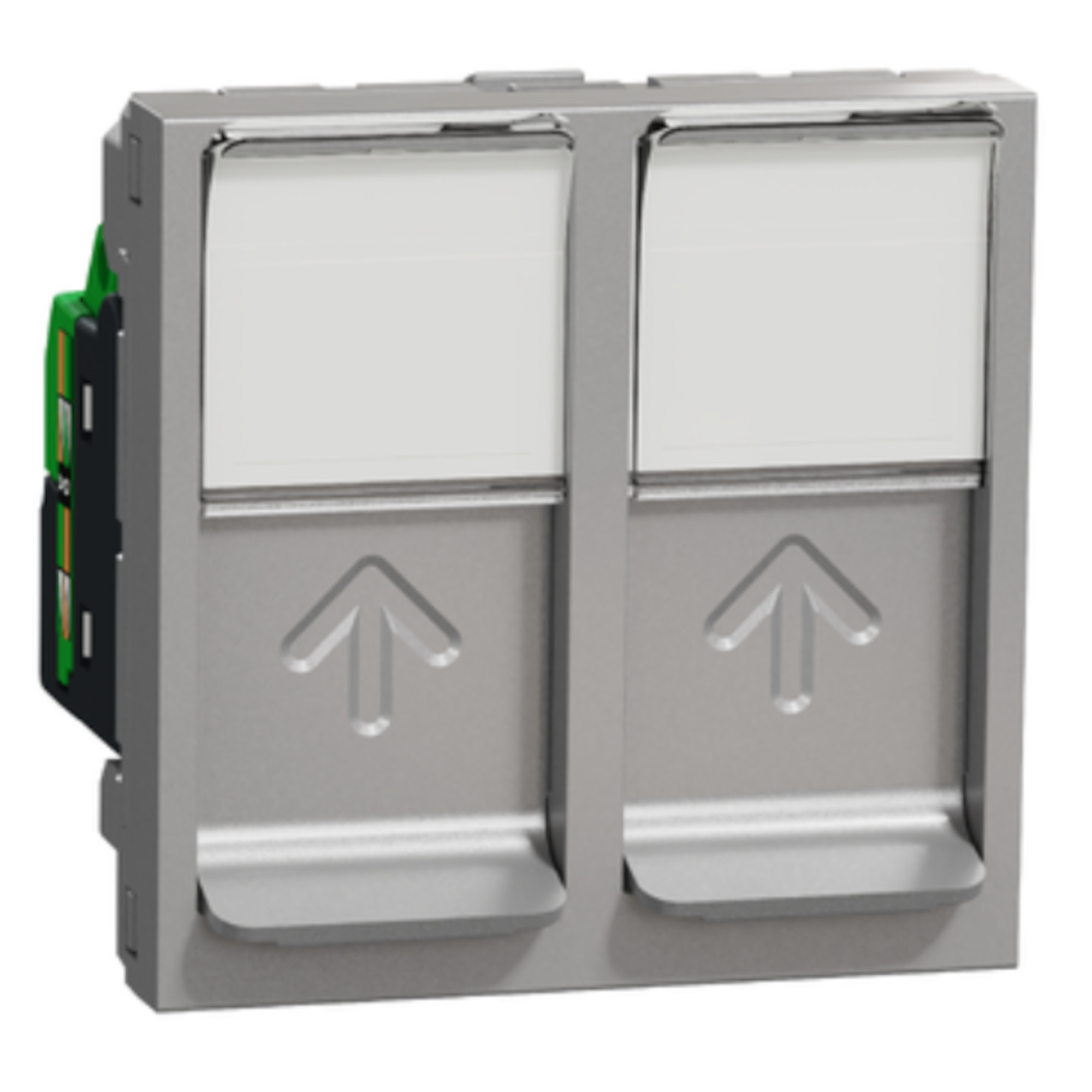 Zásuvka datová Schneider Electric Unica Nová CAT5E 2× RJ45 2 moduly aluminium