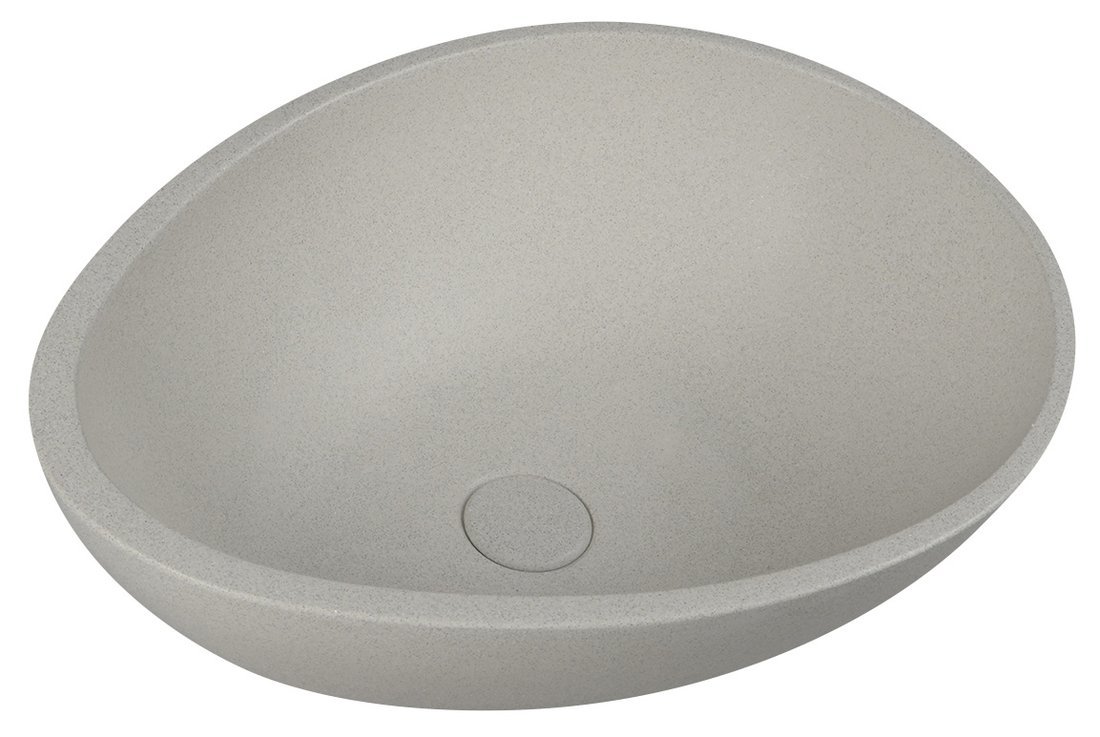 Umyvadlo betonové na desku Sapho Punc 530×390 mm včetně výpusti, bílý pískovec BH7000