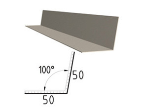 Koutová lišta z poplastovaného plechu Viplanyl 50x50 mm, r.š. 100 mm