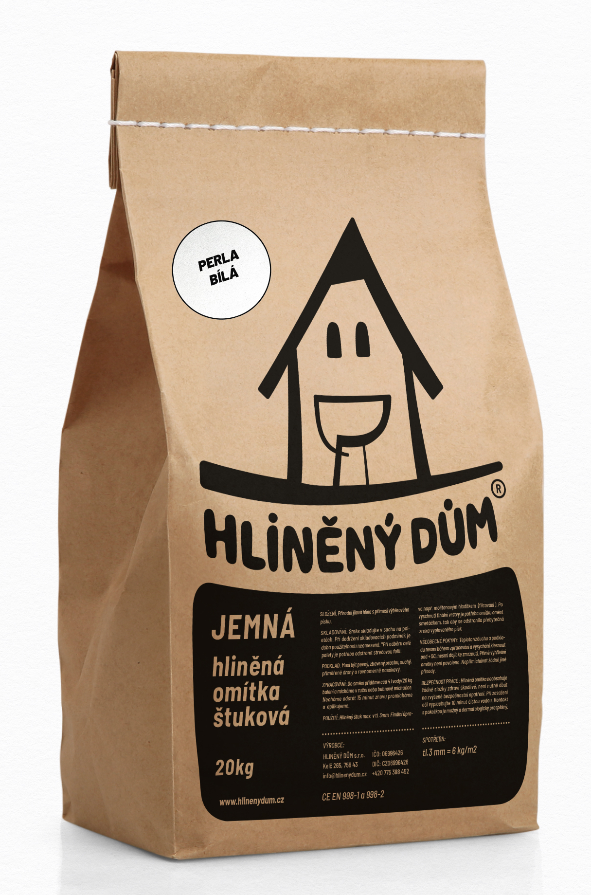 Omítka hliněná HLINĚNÝ DŮM JEMNÁ PERLA 20 kg