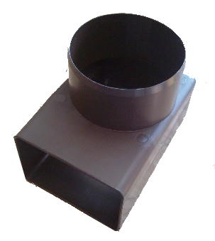Koleno k atikovému vtoku PVC 65×100 mm, výstup průměr 100 mm