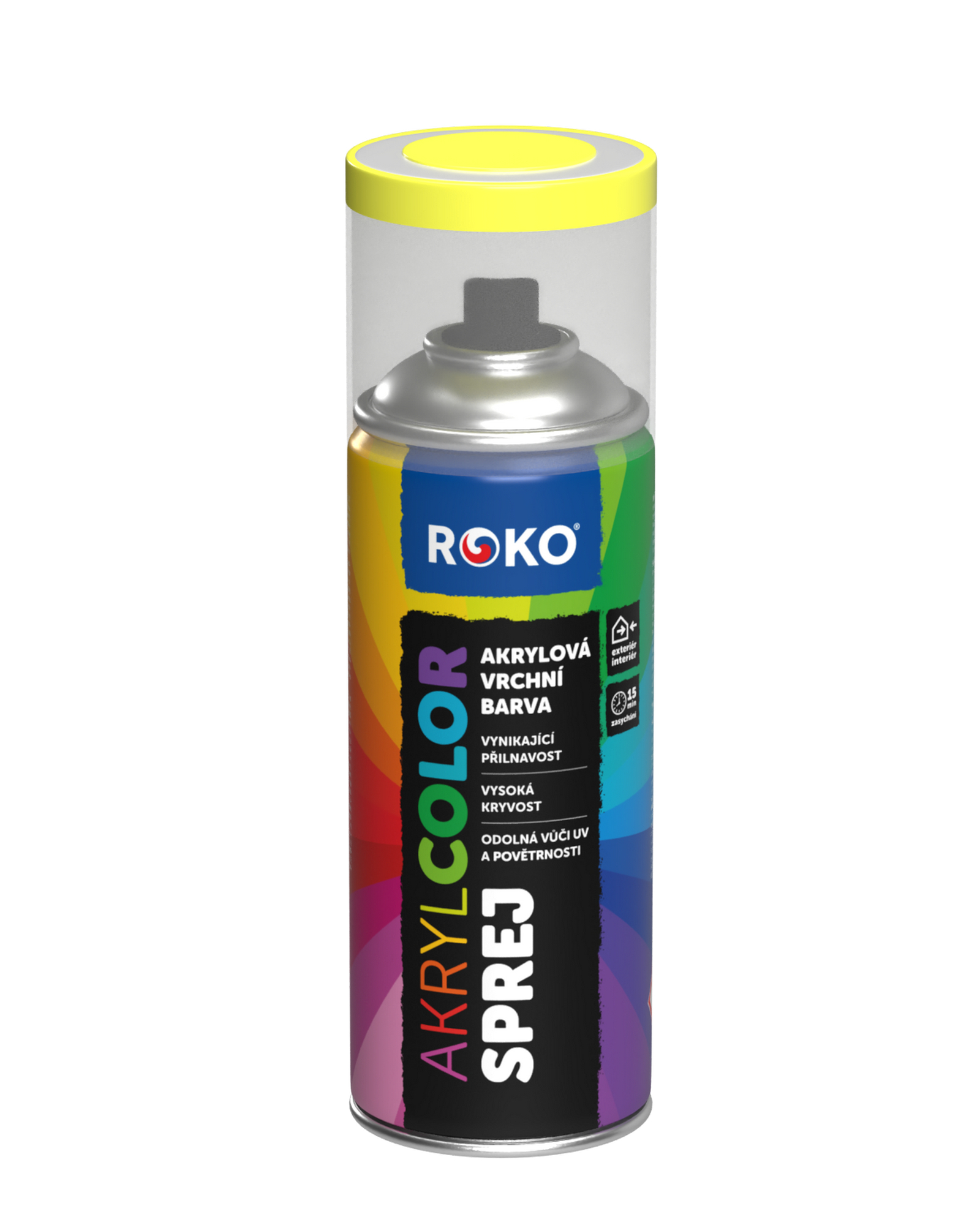 Barva akrylová vrchní Roko AKRYCOLOR Sprej sírová žlutá, 400 ml