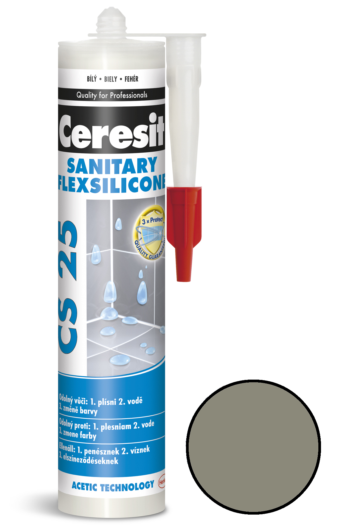 Tmel silikonový sanitární Ceresit CS 25 antracite 280 ml