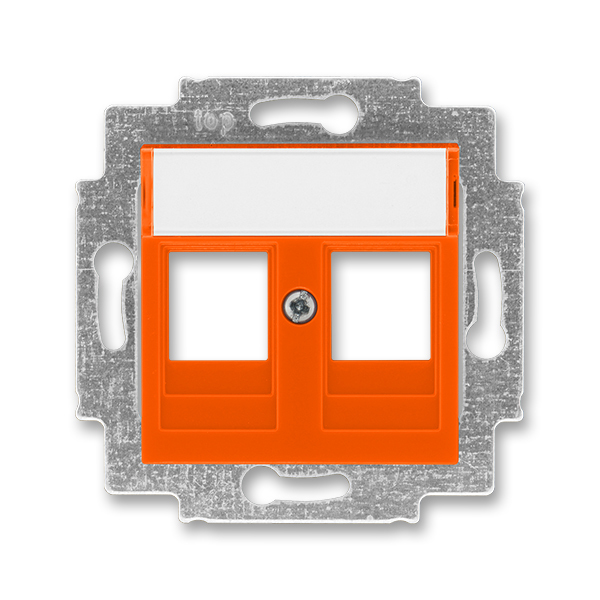 Kryt zásuvka datová/komunikační dvojnásobná s popisovým polem ABB Levit oranžová