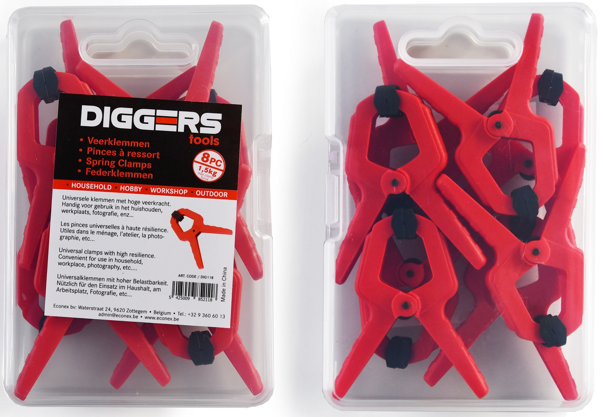 Svěrky plastové Diggers DIG118 8 ks