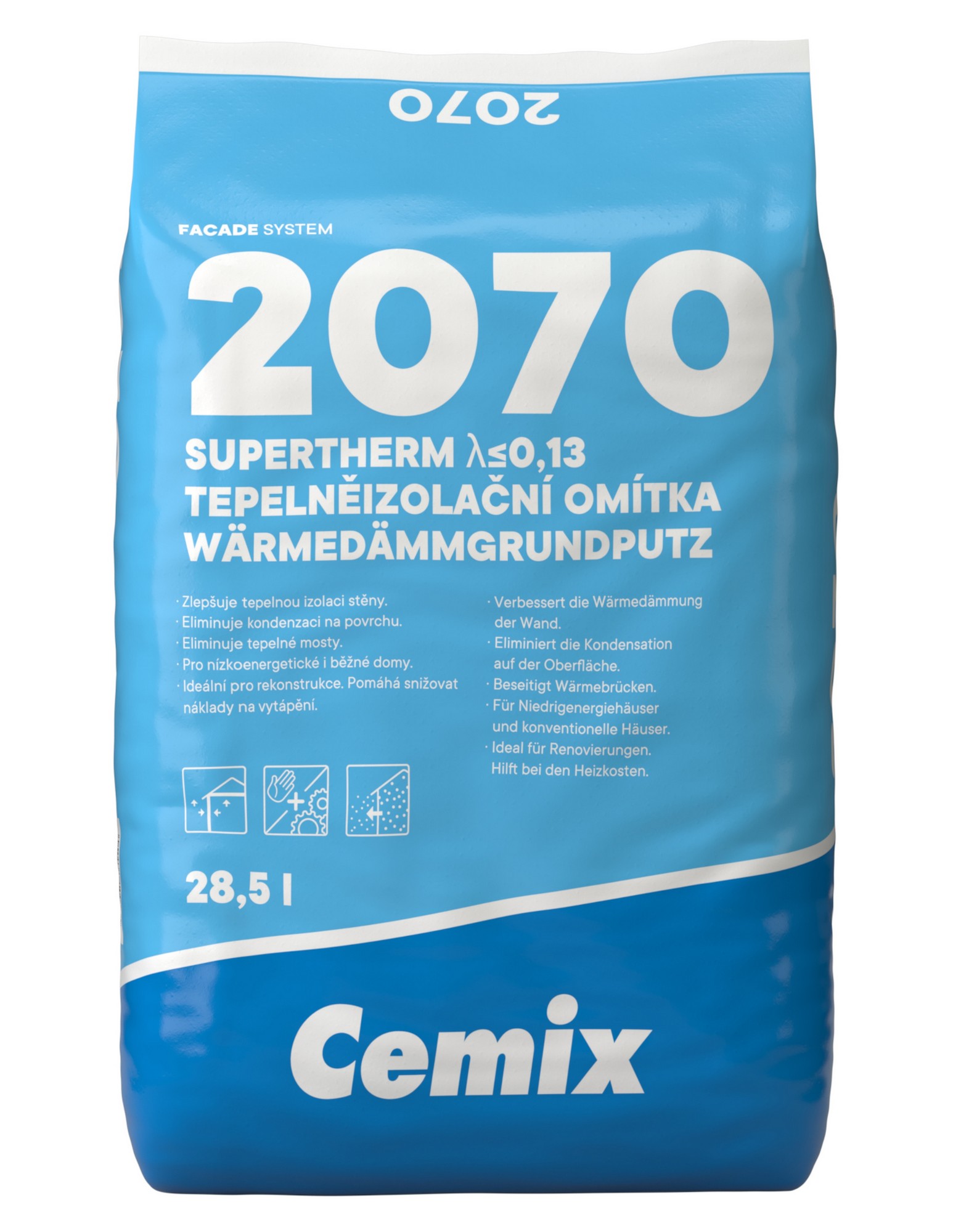 Omítka tepelněizolační jádrová Cemix 2070 SUPERTHERM 0,13 28,5 l