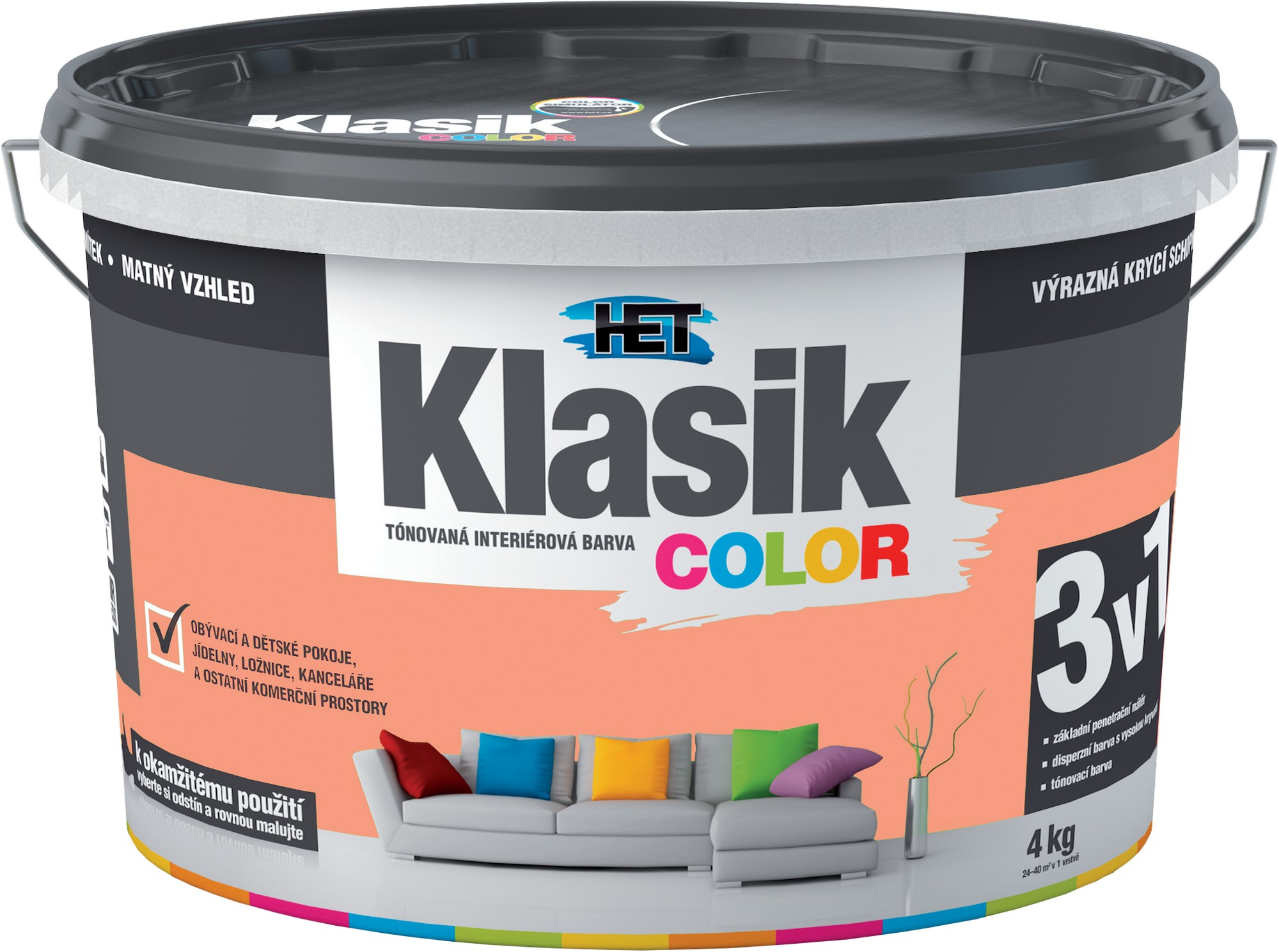 Malba interiérová HET Klasik Color lososový, 4 kg