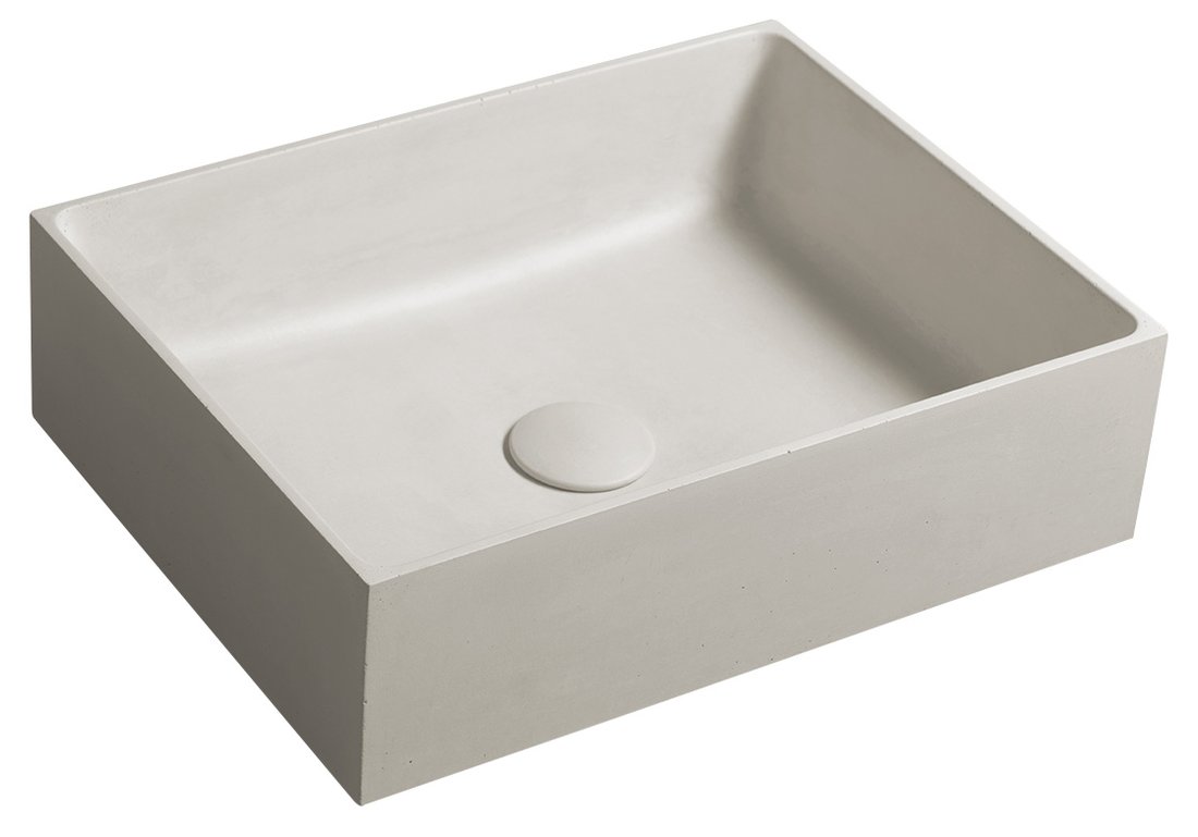 Umyvadlo betonové na desku Sapho Formigo 475×365 mm včetně výpusti, písková FG013