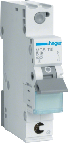 Jistič bezšroubový Hager MCS116 6 kA C 16 A