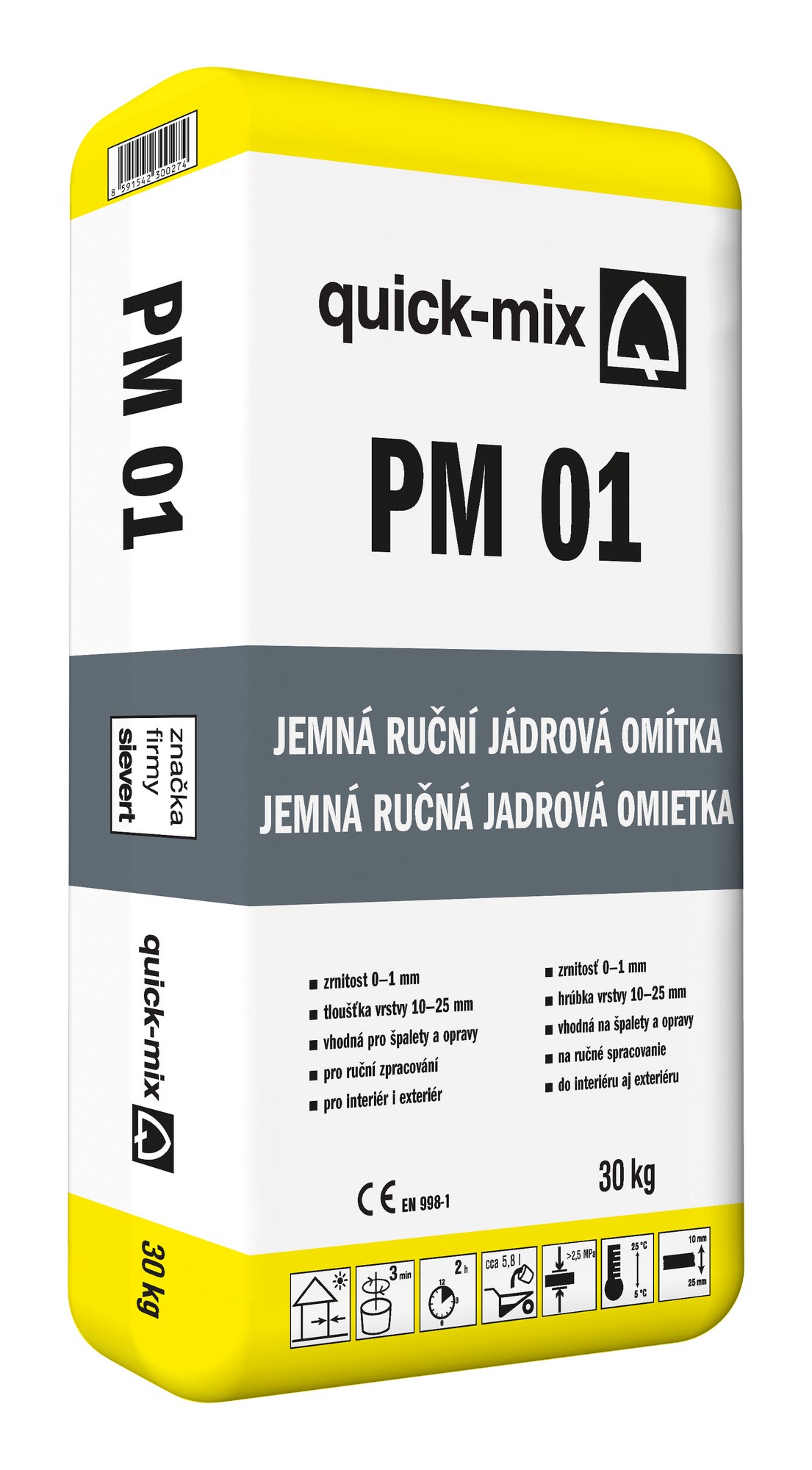Omítka jednovrstvá Sakret/Quick-mix PM 01 jemná 30 kg