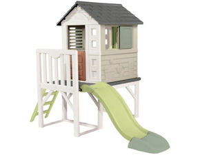 Domeček Life na pilířích se skluzavkou