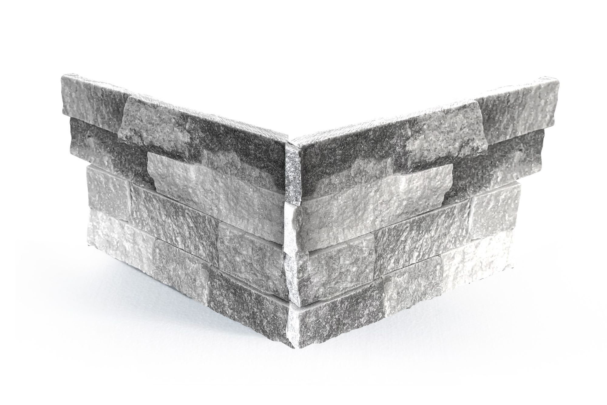 Obklad kamenný lepený DEKSTONE Q 016 Quartzite White & Grey kvarcit rohový 150×(250+300) mm