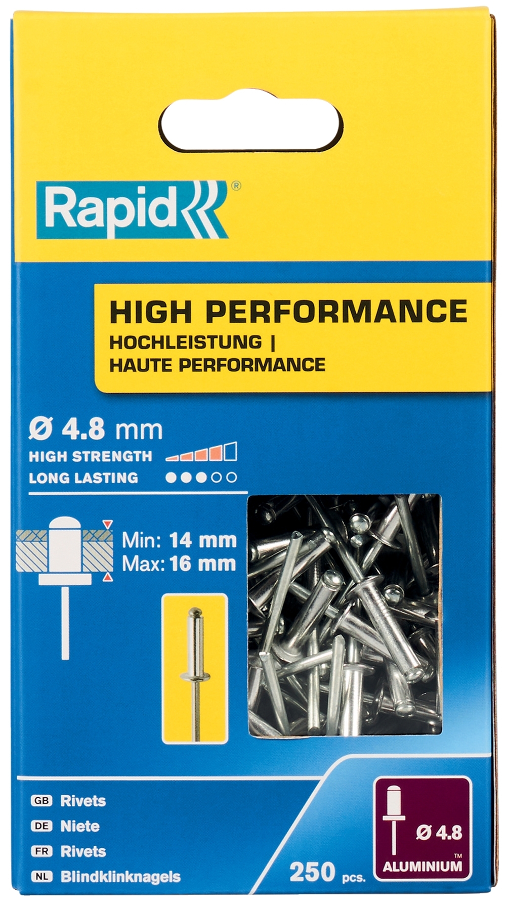 Nýty hliníkové Rapid High Performance 4,8×20 mm 250 ks