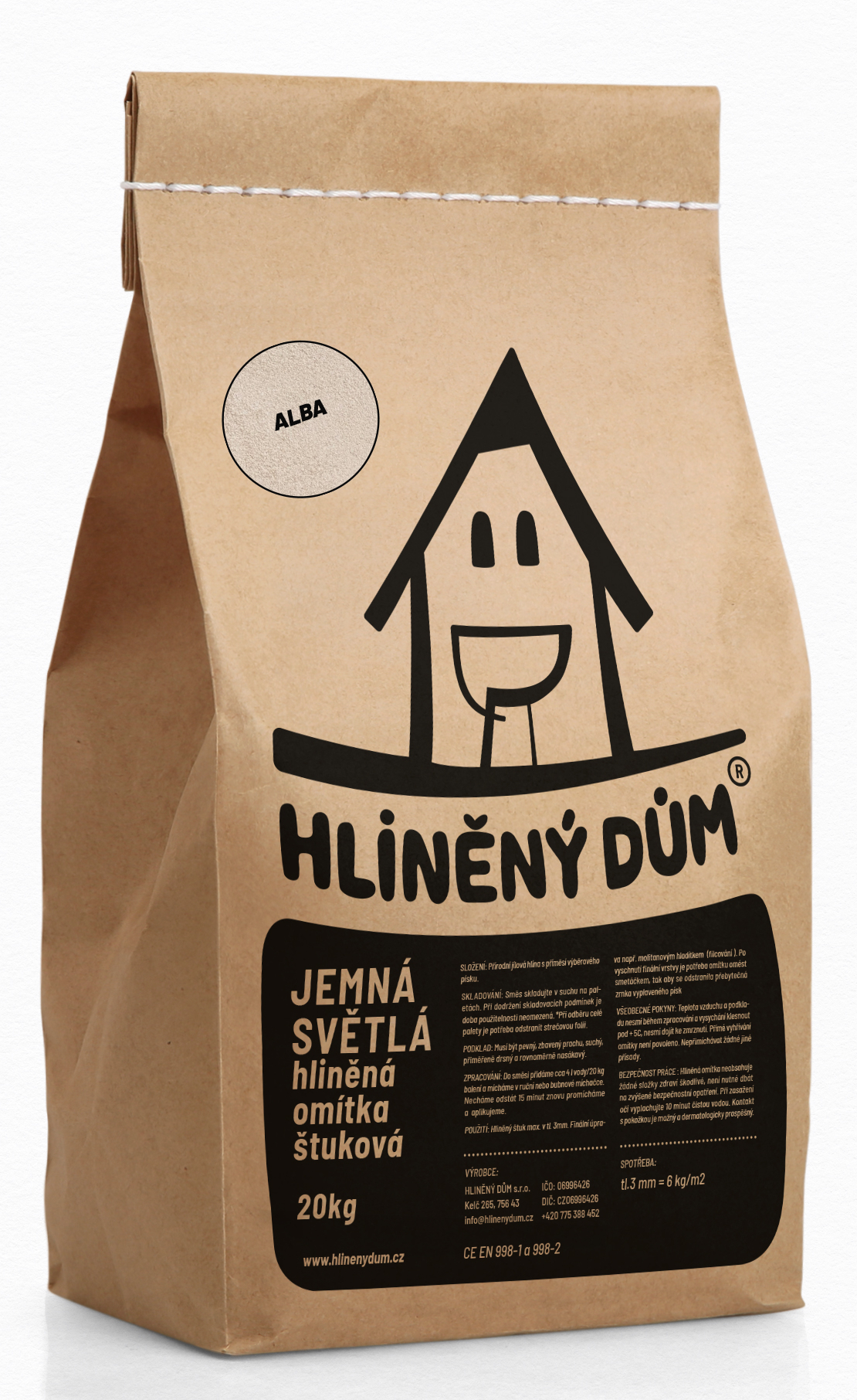 Omítka hliněná HLINĚNÝ DŮM JEMNÁ ALBA 20 kg