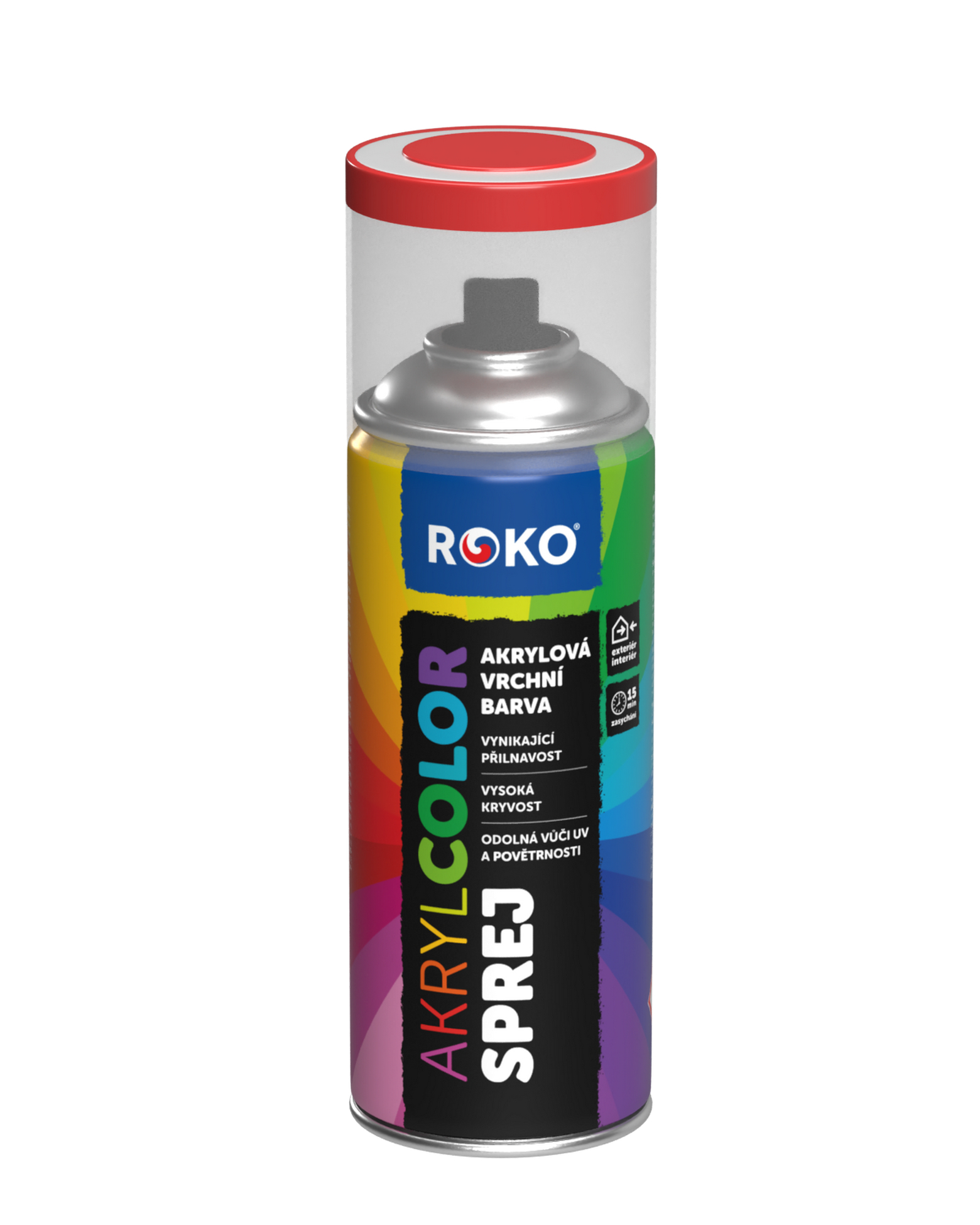 Barva akrylová vrchní Roko AKRYCOLOR Sprej rumělková, 400 ml