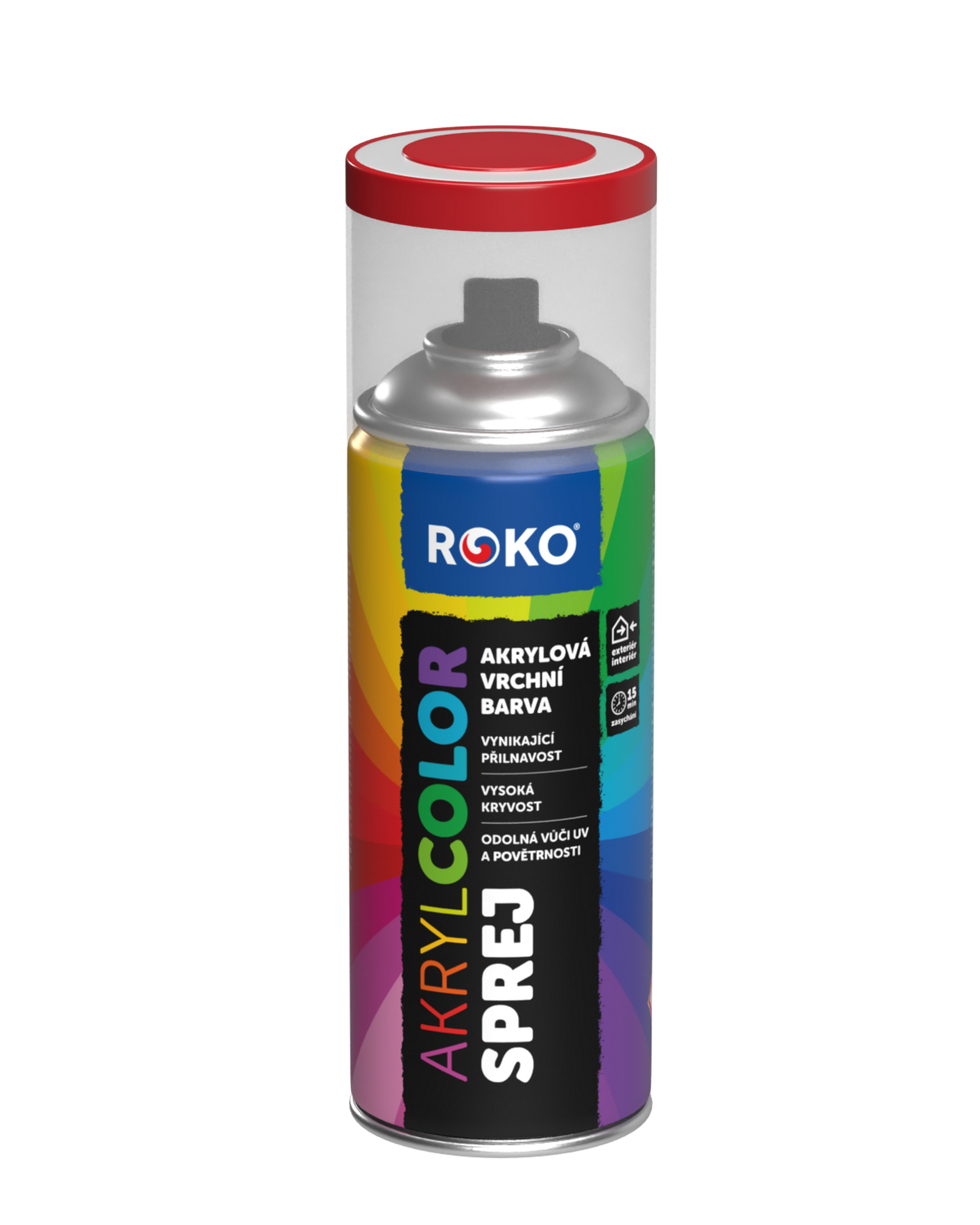 Barva akrylová vrchní Roko AKRYCOLOR Sprej singální červená, 400 ml