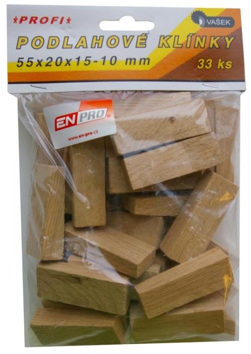 Klínky podlahové dřevěné ENPRO 55×20×10–15 mm 33 ks