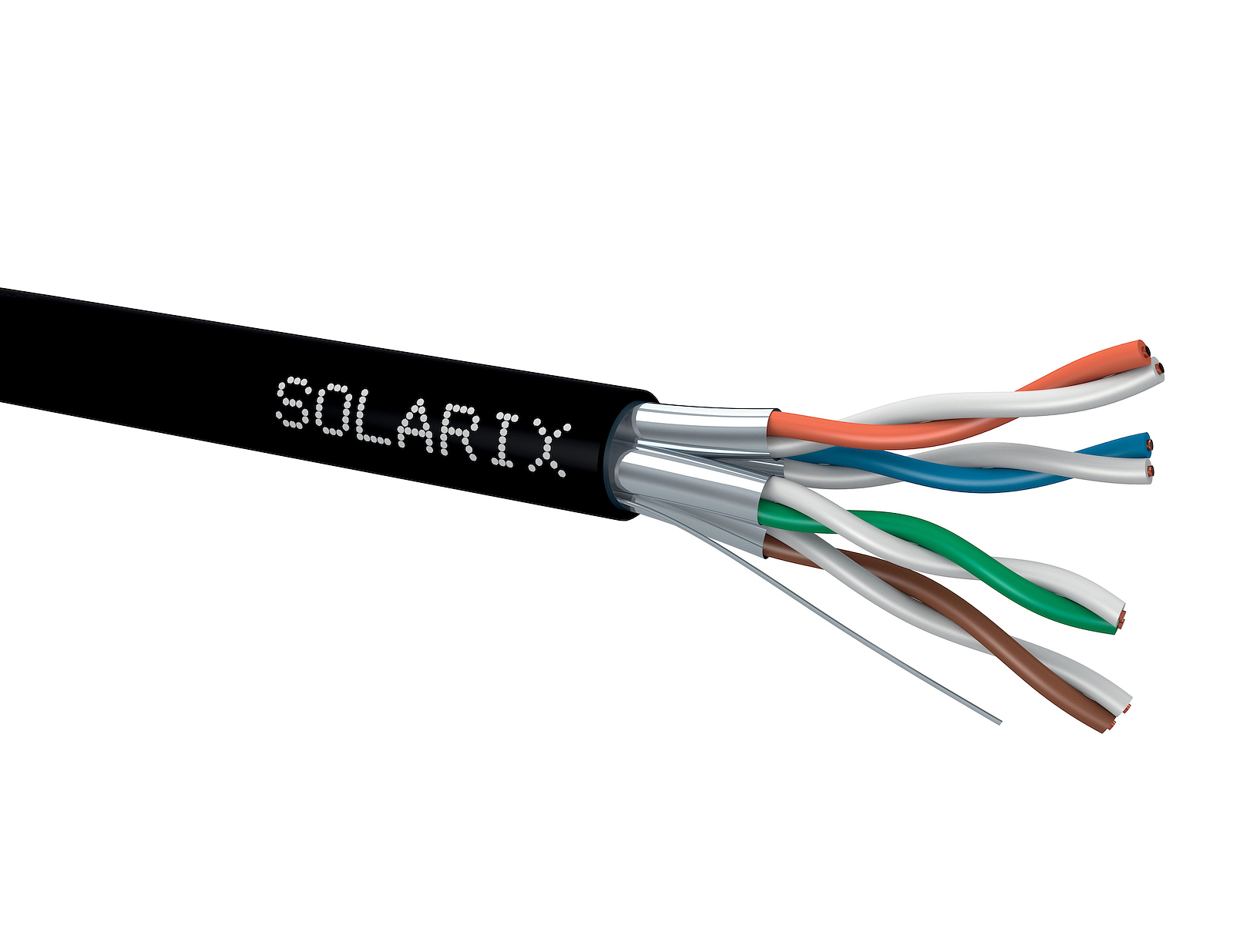 Kabel instalační Solarix CAT6a STP stíněný PE 500 m