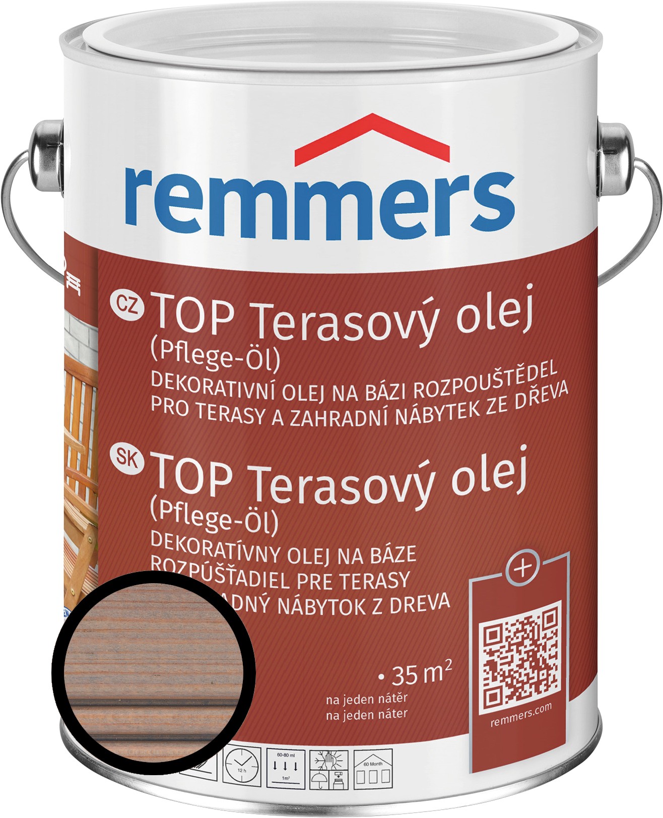 Olej terasový Remmers TOP vodově šedá, 0,75 l