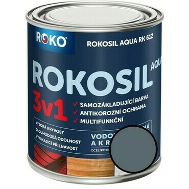 Barva samozákladující Rokosil Aqua 3v1 RK 612 stř. šedá, 0,6 l