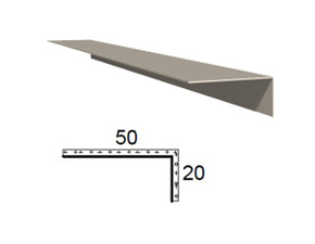 Rohová lišta z poplastovaného plechu Viplanyl 20×50 mm, r. š. 70 mm (vnější)