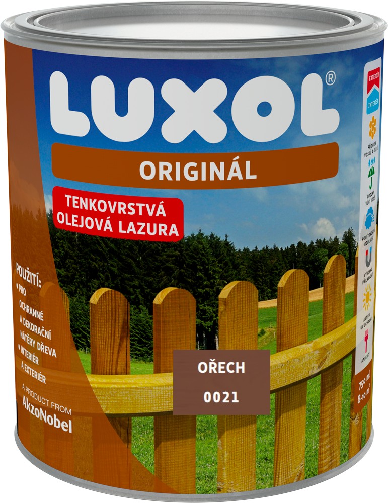 Lazura na dřevo Luxol Originál 0021 ořech 4,5 l