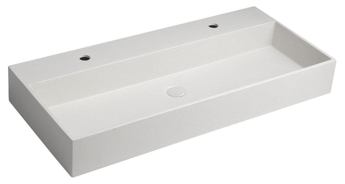 Umyvadlo betonové Sapho Quadrado 960×440 mmvčetně výpusti, bílý pískovec, 2 otvory AR475