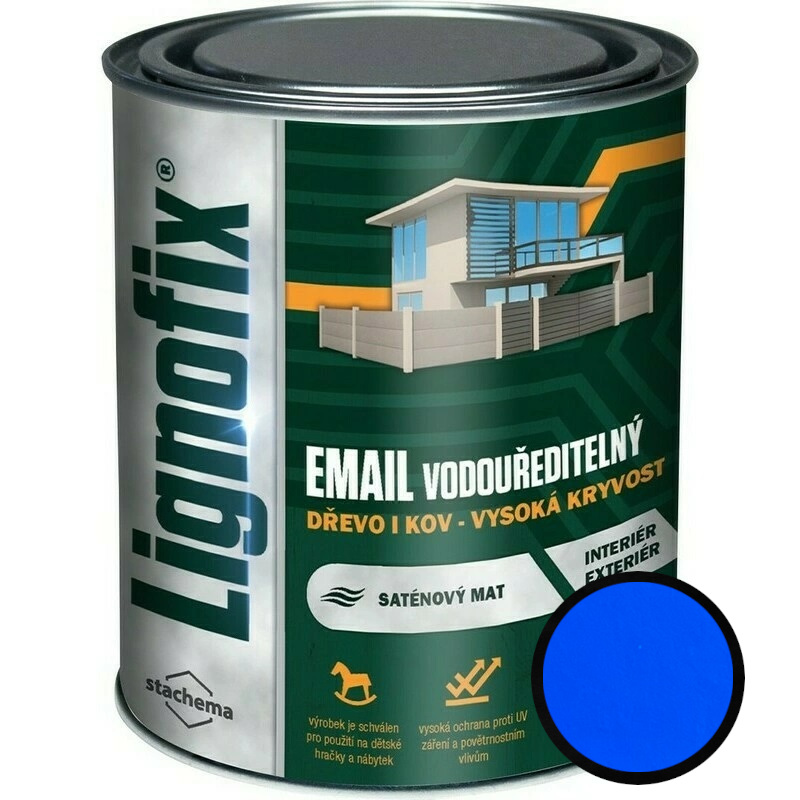 Barva vrchní Lignofix Email vodouředitelný modrá, 0,75 l