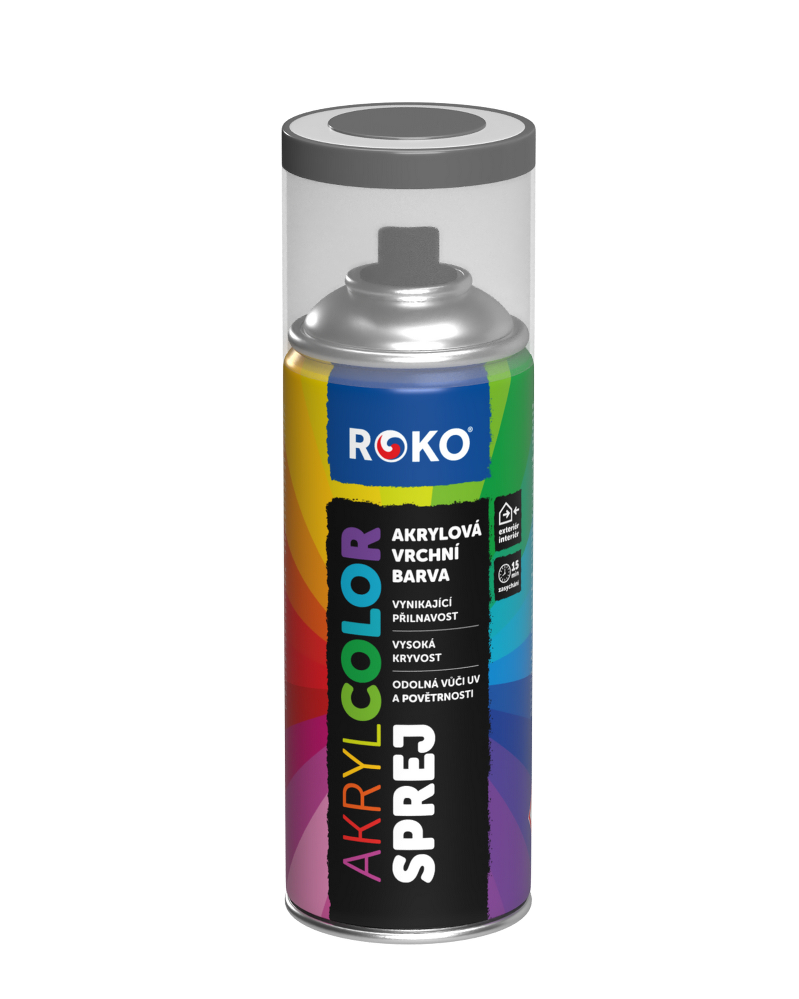 Barva akrylová vrchní Roko AKRYCOLOR Sprej myší šedá, 400 ml