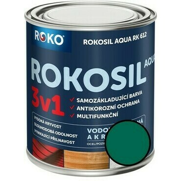 Barva samozákladující Rokosil Aqua 3v1 RK 612 tm. zelená, 0,6 l