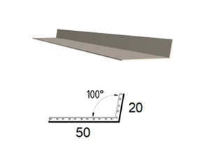 Koutová lišta z poplastovaného plechu Viplanyl 20×50 mm, r. š. 70 mm (vnitřní)