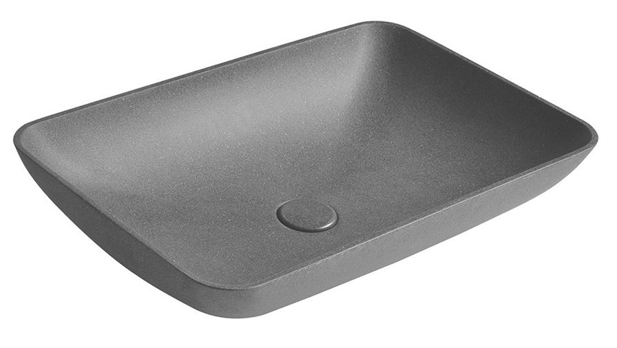 Umyvadlo betonové na desku Sapho Infrane 565×370 mm včetně výpusti, černý granit AR464