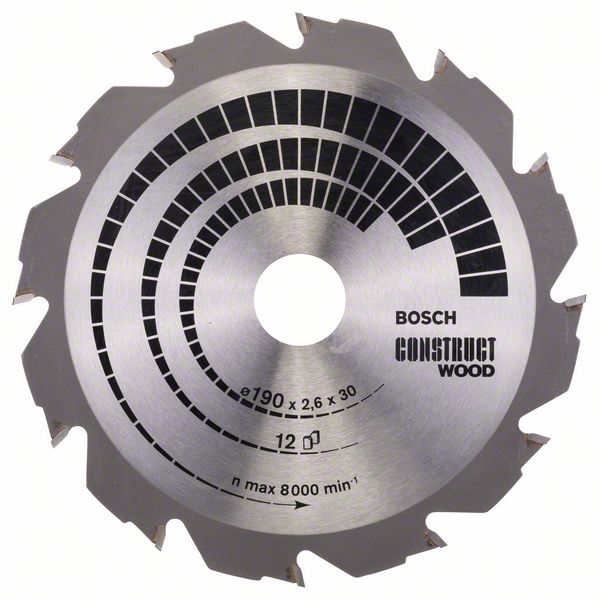 Kotouč pilový Bosch Construct Wood 190×30×2,6 mm 12 z.