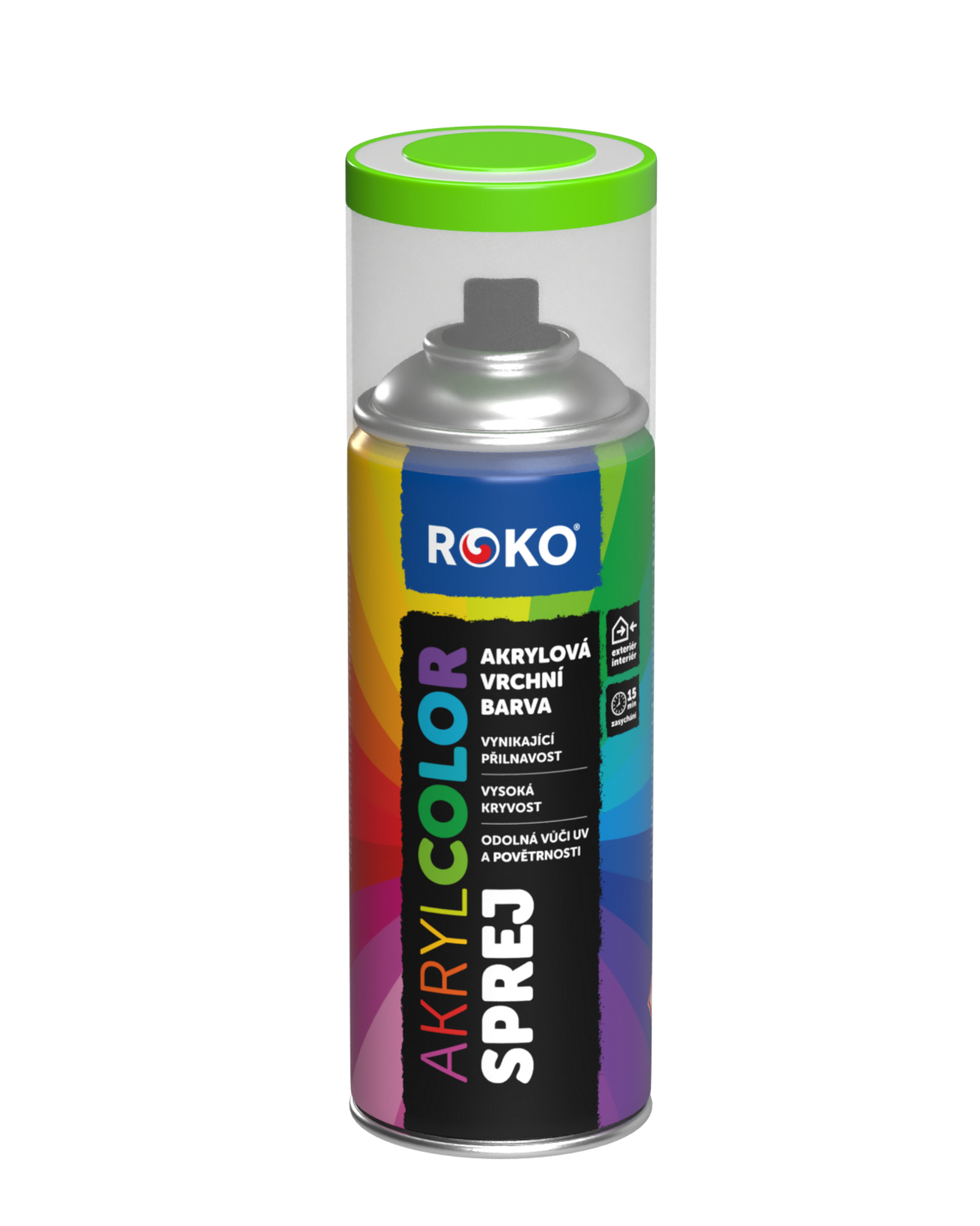 Barva akrylová vrchní Roko AKRYCOLOR Sprej zelenožlutá, 400 ml