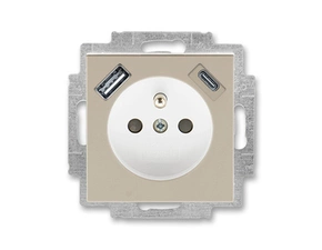 Zásuvka 230 V s USB jednonásobná ABB Levit macchiato, bílá