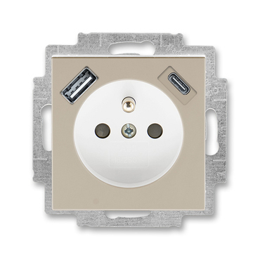 Zásuvka 230 V s USB jednonásobná ABB Levit macchiato, bílá