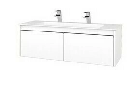 Skříňka umyvadlová Dřevojas BONO SZZ2 120 bílá mat/bílá mat vč. umyvadla Pura (2 baterie)