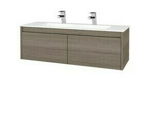 Skříňka umyvadlová Dřevojas BONO SZZ2 120 Cafe/Cafe vč. umyvadla Pura (2 baterie)