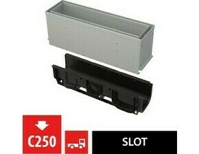 Žlab venkovní štěrbinový Alca AVZ101S-R122R s asymetrickým revizním nástavcem 160 mm, pozink