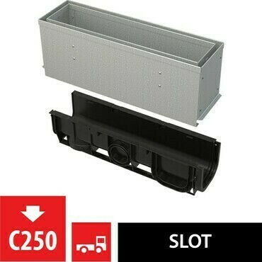 Žlab venkovní štěrbinový Alca AVZ101S-R122R s asymetrickým revizním nástavcem 160 mm, pozink