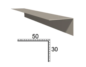 Rohová lišta z poplastovaného plechu Viplanyl 30x50 mm, r. š. 80 mm