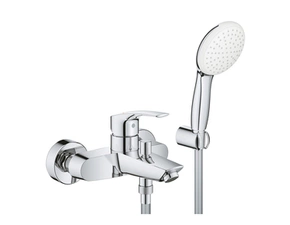 Baterie vanová nástěnná Grohe Eurosmart 150 mm chrom s přepínačem a sprchovým setem 25276003