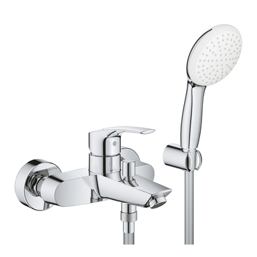 Baterie vanová nástěnná Grohe Eurosmart 150 mm chrom s přepínačem a sprchovým setem 25276003