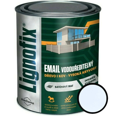 Barva vrchní Lignofix Email vodouředitelný bílá, 4,5 l