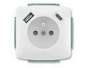 ROZBALENO Zásuvka 1nás clonky+USB-A, USB-C TANGO, bílá ABB
