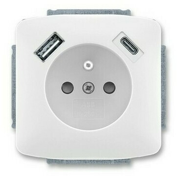 ROZBALENO Zásuvka 1nás clonky+USB-A, USB-C TANGO, bílá ABB