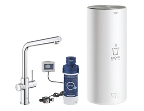 Baterie dřezová stojánková Grohe Red Duo s ohřevem vody a filtrací, L- výpusť, vel. L chrom