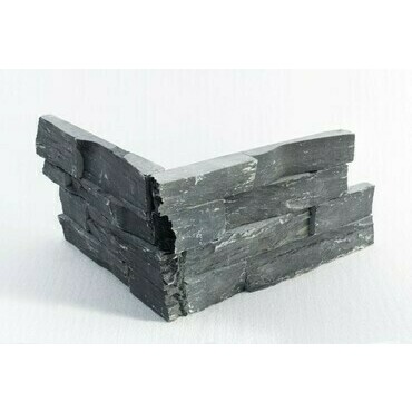 Obklad kamenný lepený DEKSTONE N 3003 Black Slate břidlice rohový 150×(250+300) mm rustikální