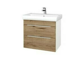 Skříňka umyvadlová Dřevojas PROJECT BENEFIT SZZ2 70 bílá lesk/dub herkules vč. umyvadla Q