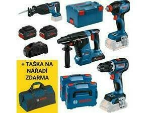 Sada AKU nářadí Bosch GSR + GDX + GBH + GSA 18 V 2× 5,5 Ah 1× 4 Ah